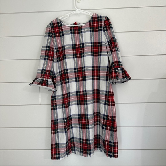 Vineyard Vines Other - Vineyard Vines Girls Tartan Plaid Ruffle Sleeve Red Green Dress Holiday Medium
